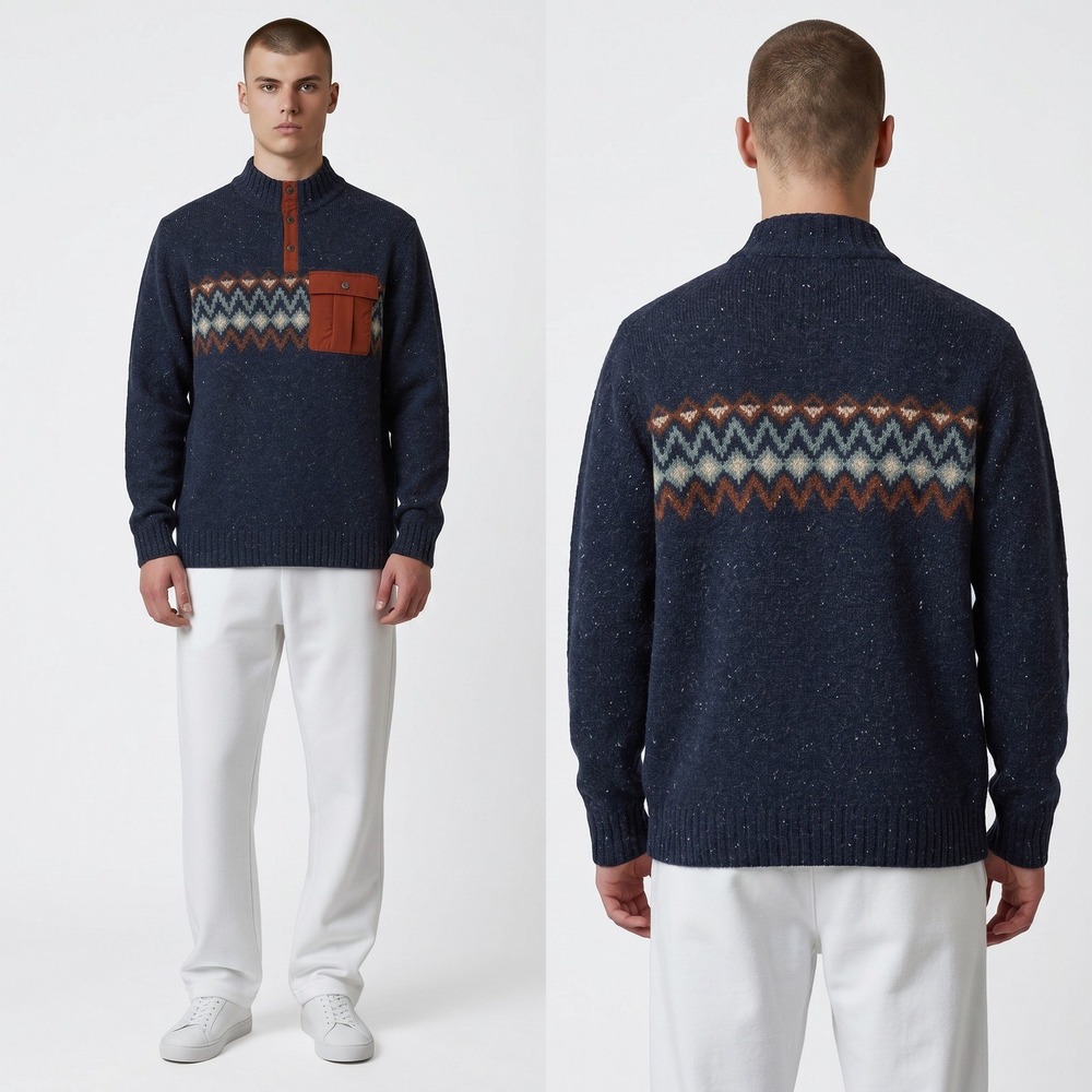 SmartWool Men's Heavy Henley Pull-over Sweater Size XXL Deep Navy Heather‎